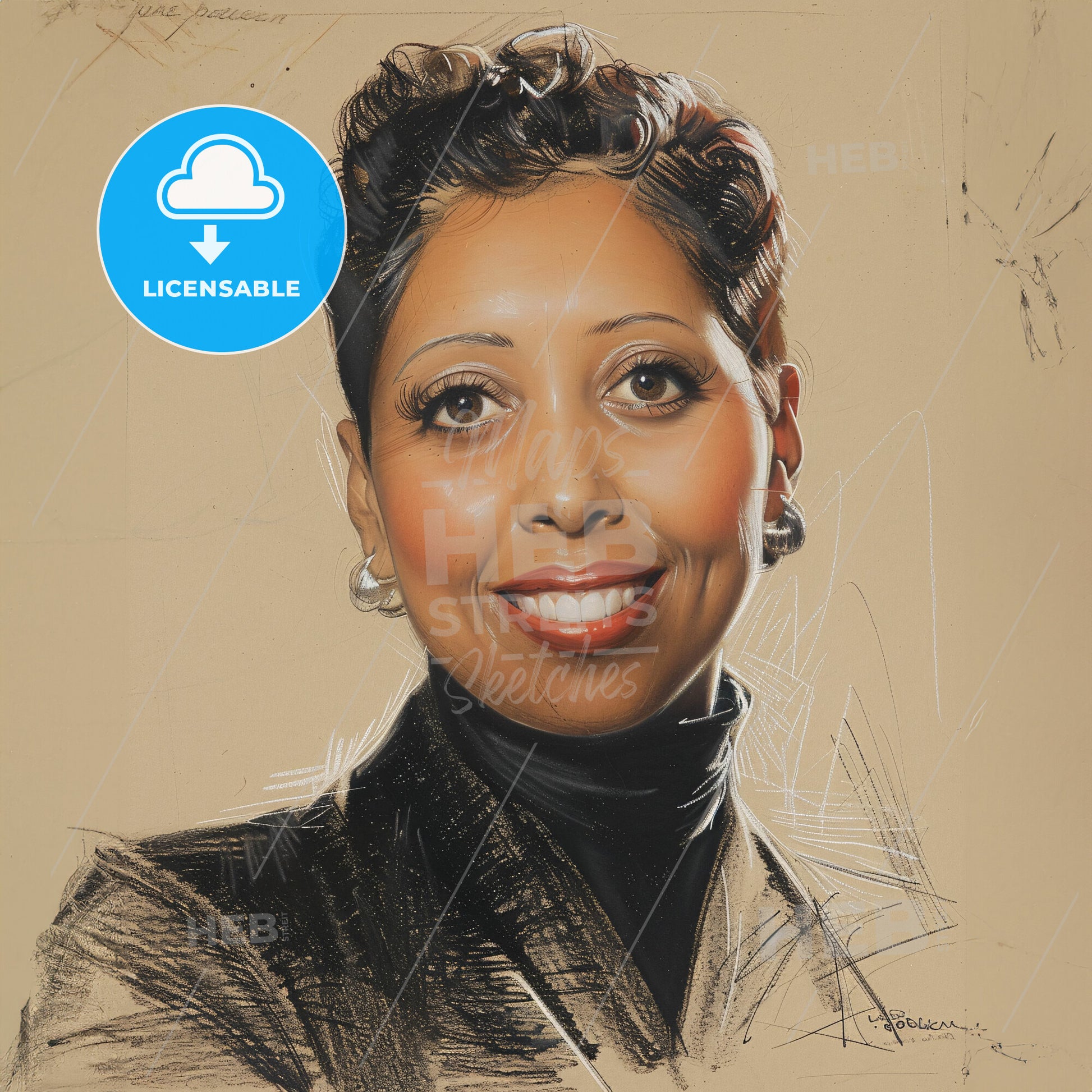 Josephine Baker, 1906 - 1975, American-French entertainer - A Woman Smiling With Short Hair