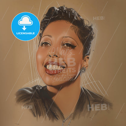 Josephine Baker, 1906 - 1975, American-French entertainer - A Woman Smiling With Short Hair