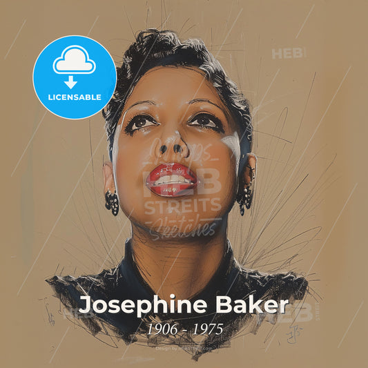 Josephine Baker, 1906 - 1975, American-French entertainer - A Woman With Short Hair And Red Lipstick Print Template