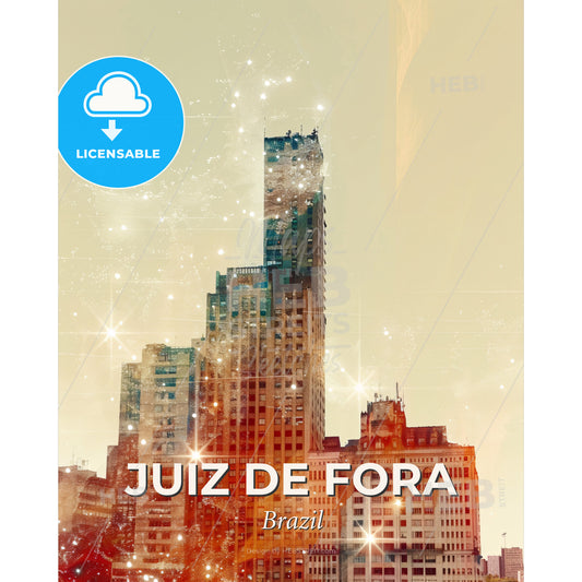 Juiz de Fora Skyline Composite Cityscape Art Poster - A city skyline with many tall buildings - Square format print template