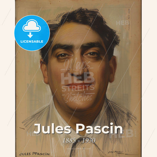 Jules Pascin, 1885 - 1930, Bulgarian-French painter - A Portrait Of A Man Print Template