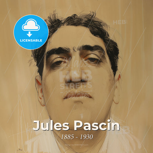 Jules Pascin, 1885 - 1930, Bulgarian-French painter - A Close Up Of A Man's Face Print Template