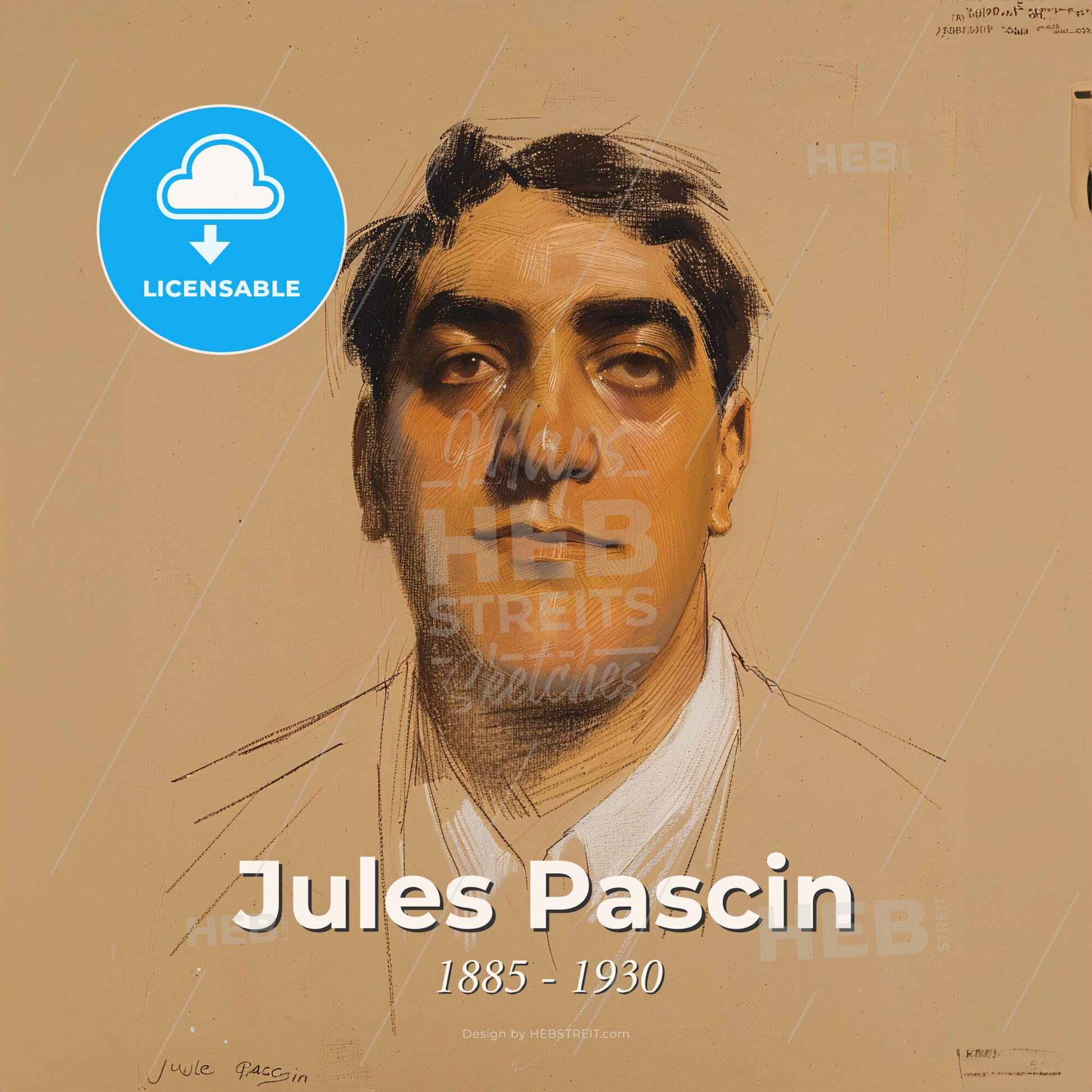 Jules Pascin, 1885 - 1930, Bulgarian-French painter - A Drawing Of A Man Print Template