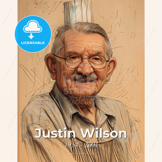 Justin Wilson, 1914 - 2001, American chef - A Man Wearing An Apron And Glasses Print Template