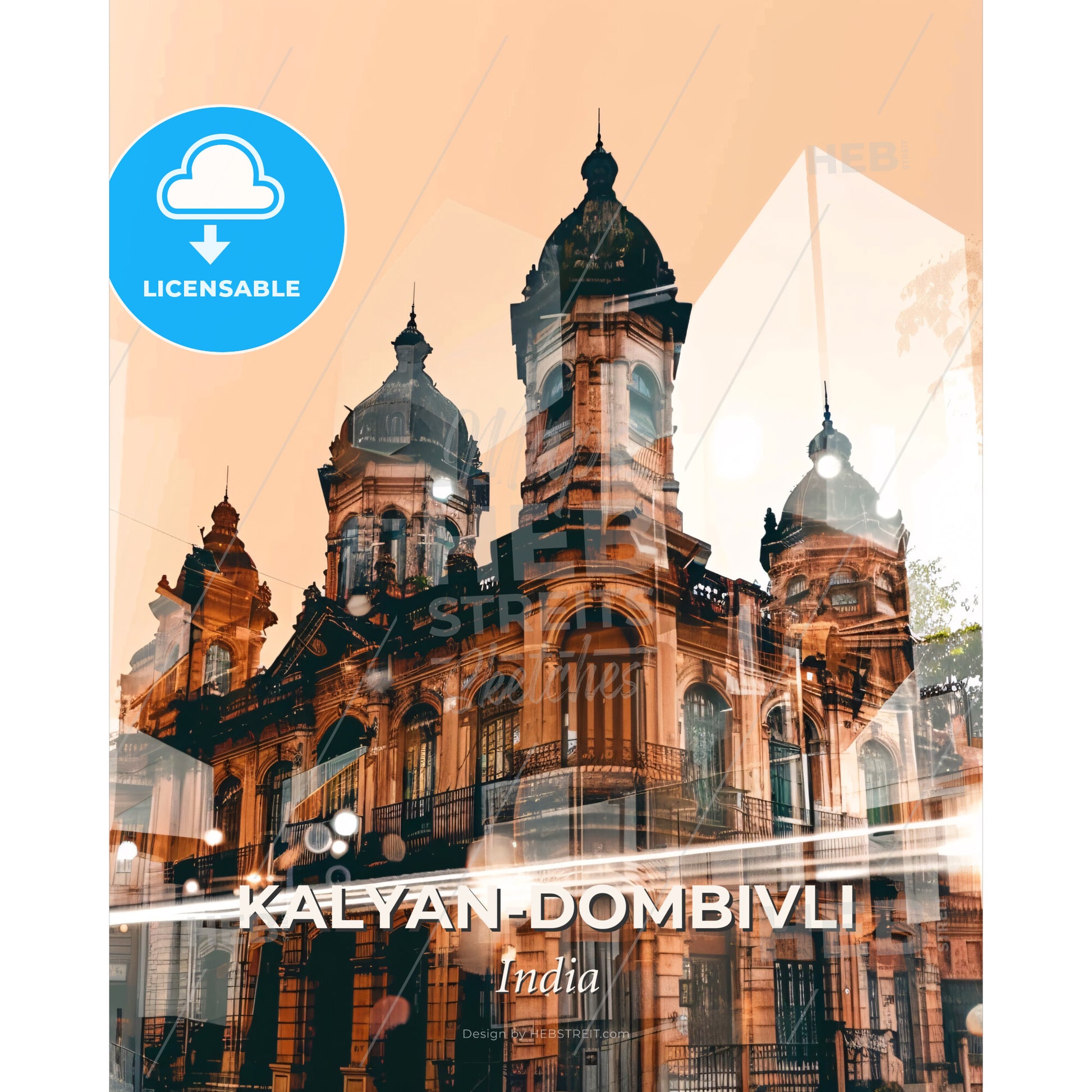 Kalyan-Dombivli Skyline Double Exposure Art - A building with many windows - Square format print template