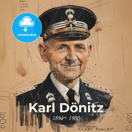 Karl Dönitz, 1891 - 1980, German Admiral - A Man In A Uniform Print Template