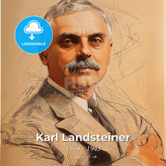 Karl Landsteiner, 1868 - 1943, Austrian immunologist - A Man With A Mustache Print Template