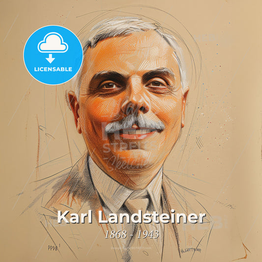 Karl Landsteiner, 1868 - 1943, Austrian immunologist - A Drawing Of A Man Print Template