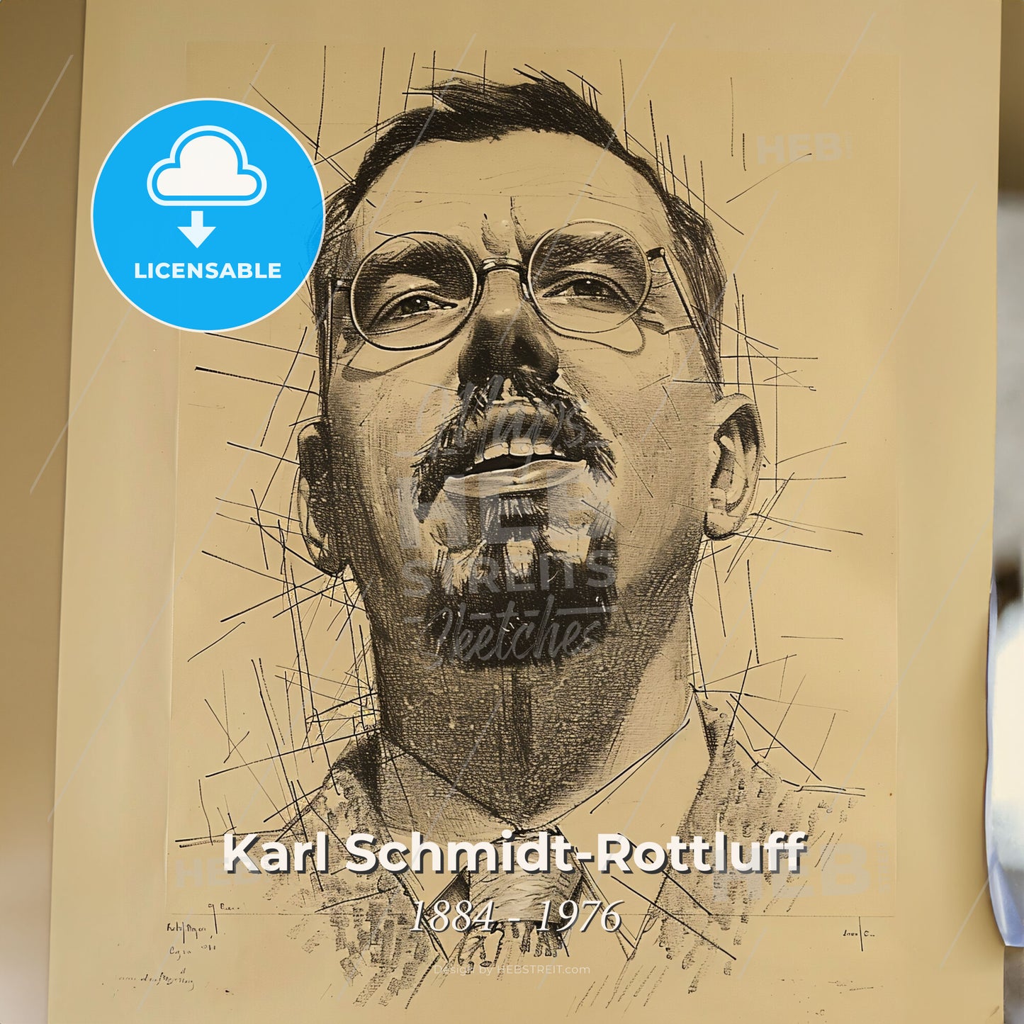 Karl Schmidt-Rottluff, 1884 - 1976, German painter and printmaker - A Drawing Of A Man Print Template