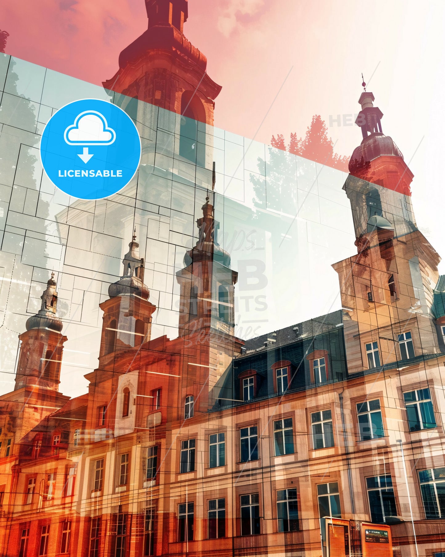 Karlsruhe Skyline Poster Art Composite Map Silhouette - A building with a tower