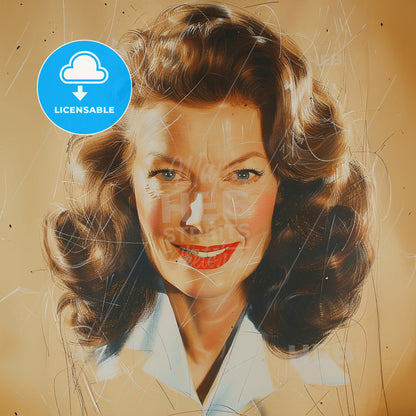 Katharine Hepburn, 1907 - 2003, American actress - A Woman With Curly Hair