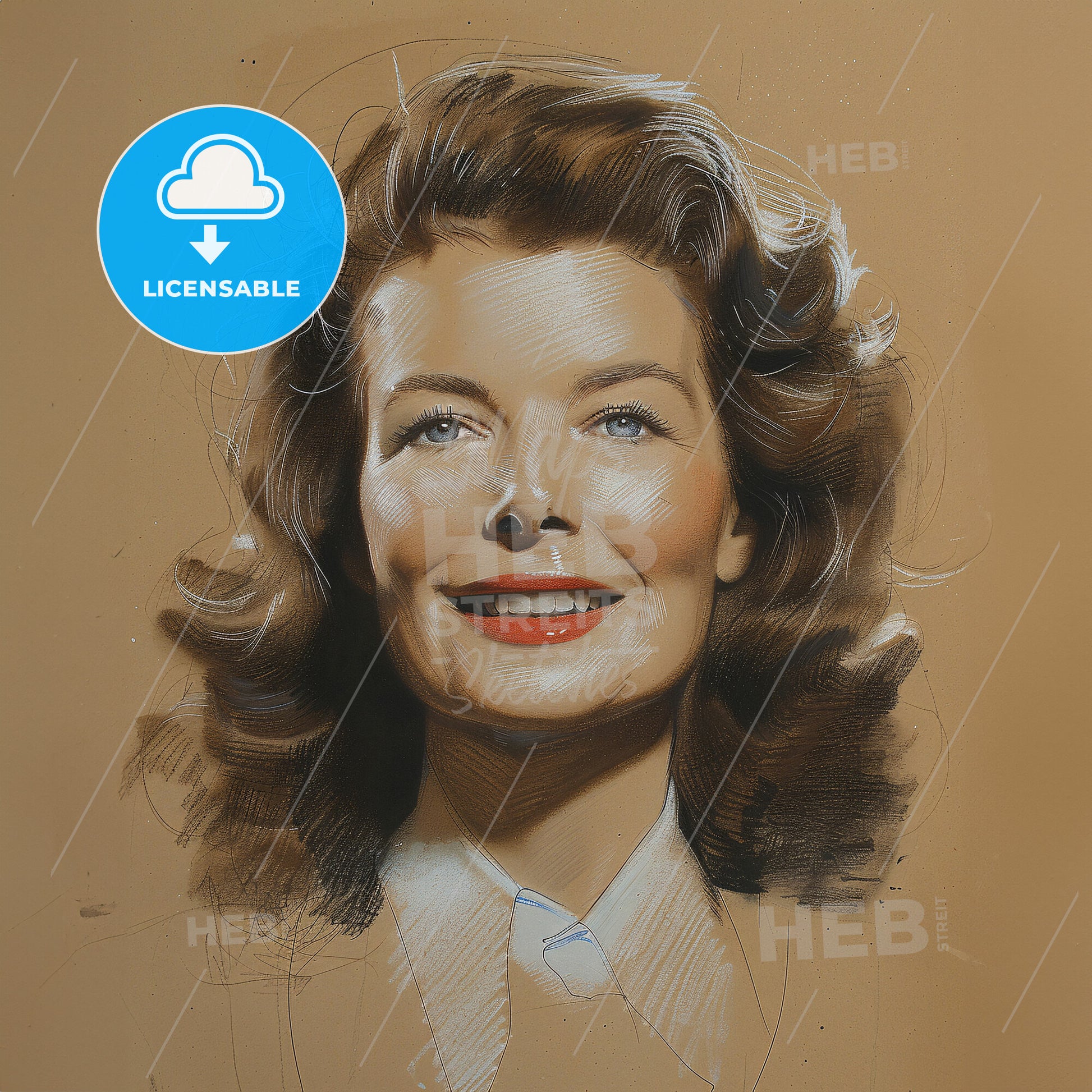 Katharine Hepburn, 1907 - 2003, American actress - A Woman With Curly Hair