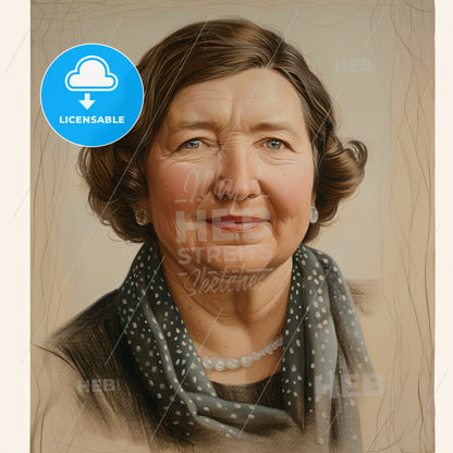 Kathleen Kenyon, 1906 - 1978, British archaeologist - A Woman With Short Brown Hair Wearing A Polka Dot Scarf