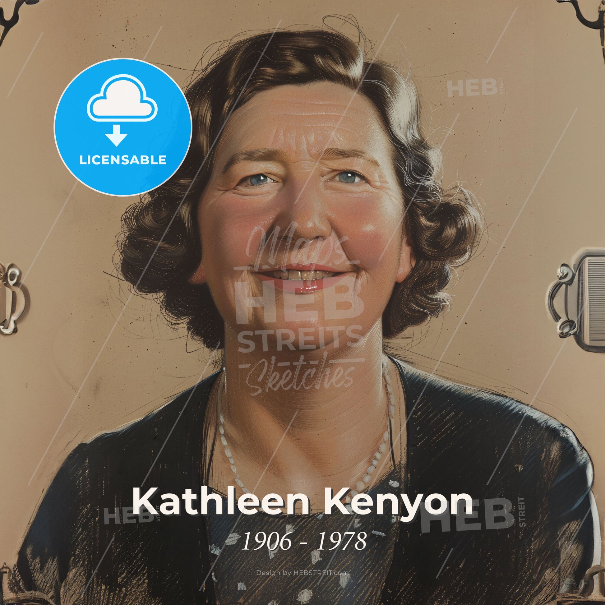 Kathleen Kenyon, 1906 - 1978, British archaeologist - A Woman Smiling At The Camera Print Template