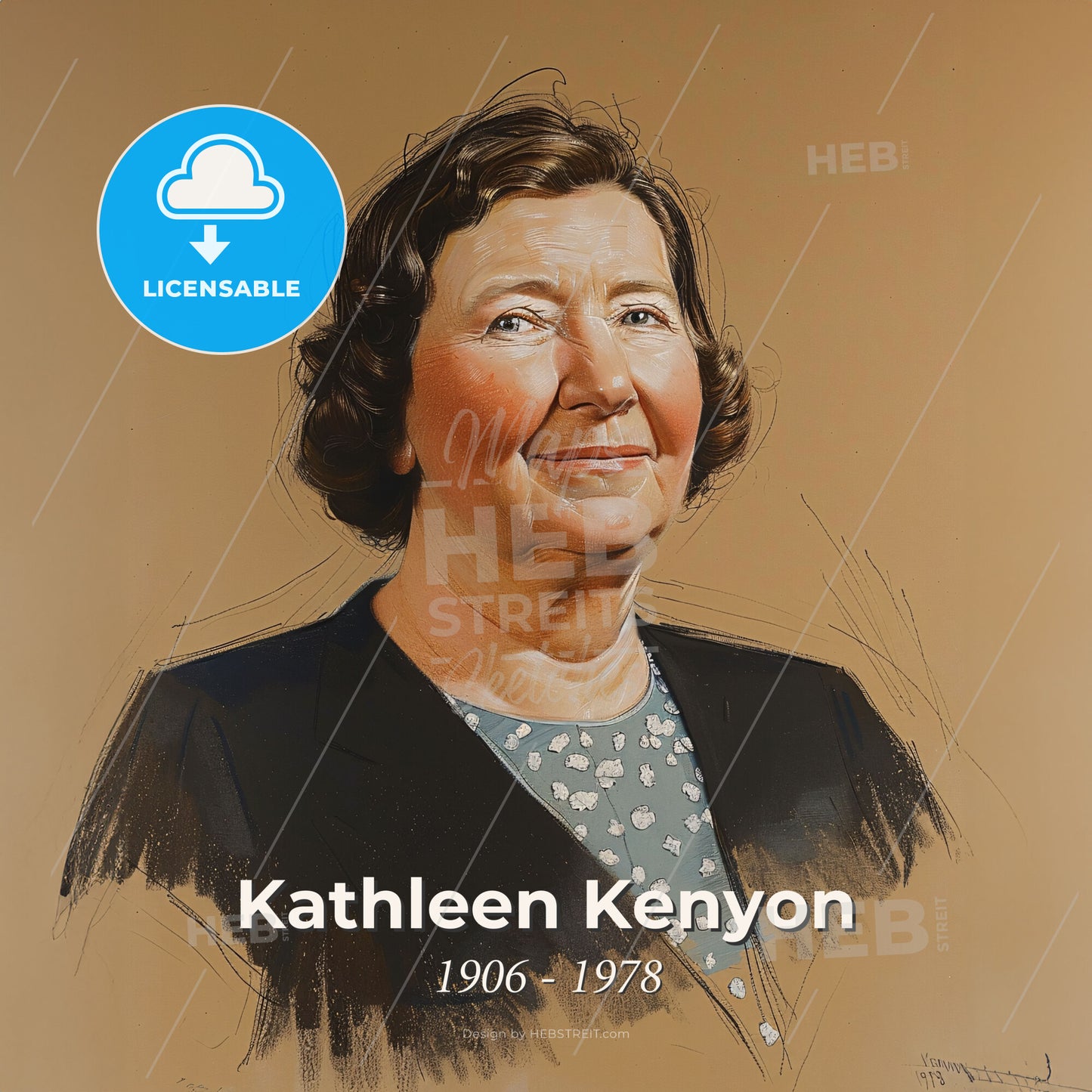 Kathleen Kenyon, 1906 - 1978, British archaeologist - A Woman In A Black Suit Print Template