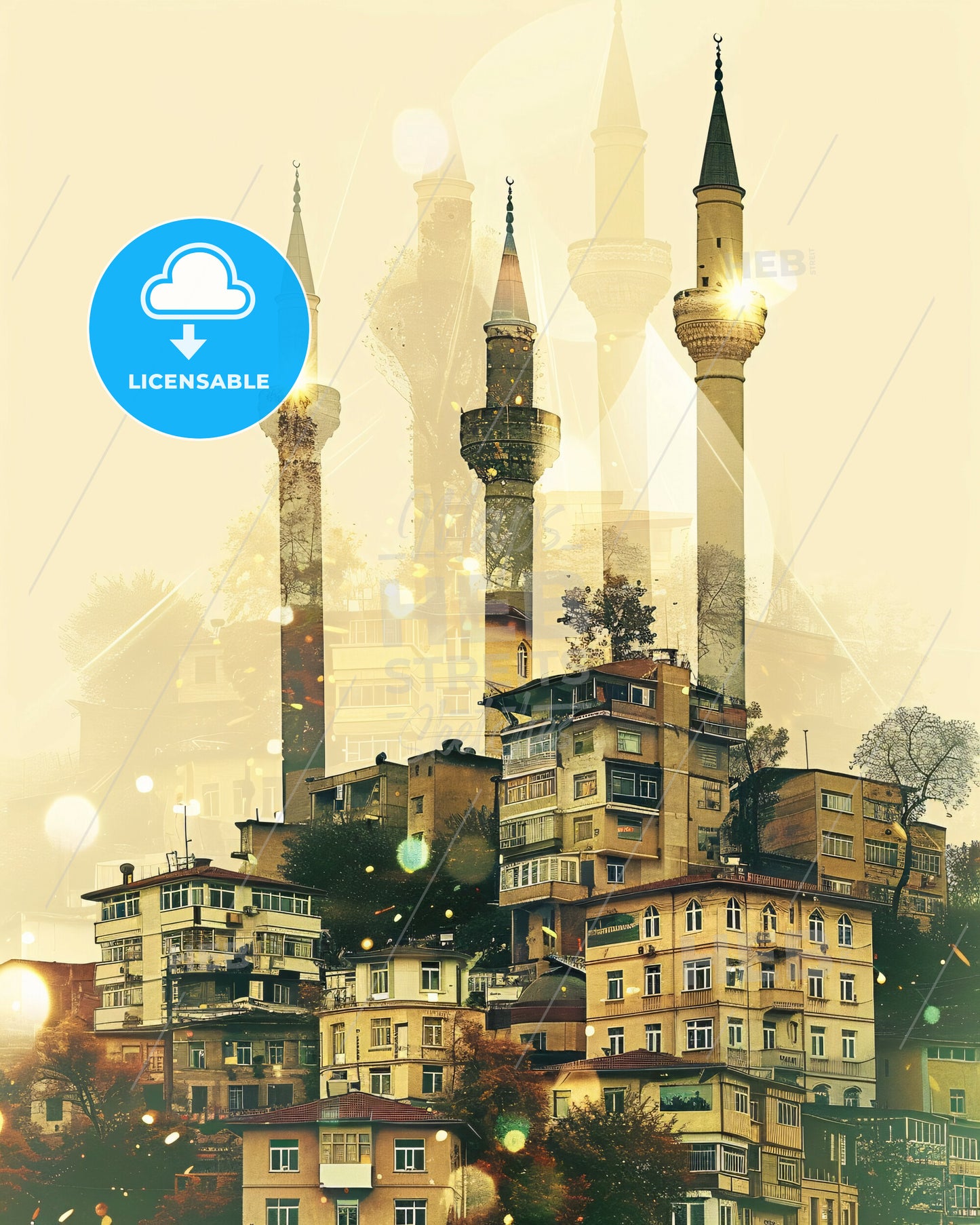 Kayseri Skyline Double Exposure Art Poster - A city with towers and buildings