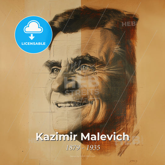 Kazimir Malevich, 1879 - 1935, Russian avant-garde painter - A Drawing Of A Man Print Template