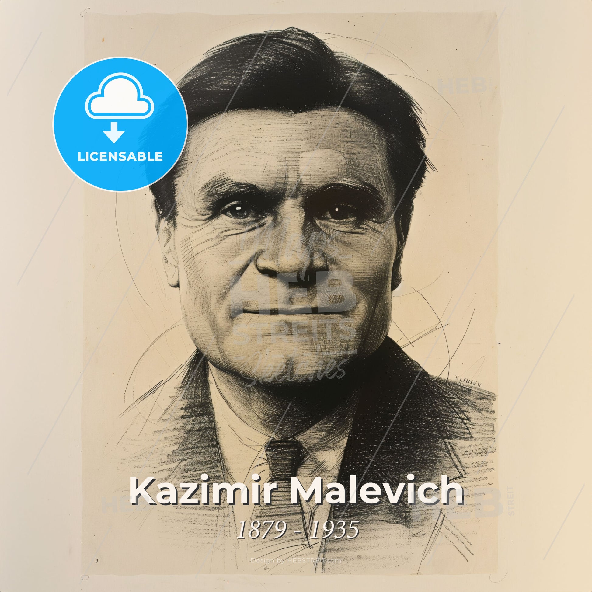 Kazimir Malevich, 1879 - 1935, Russian avant-garde painter - A Portrait Of A Man Print Template