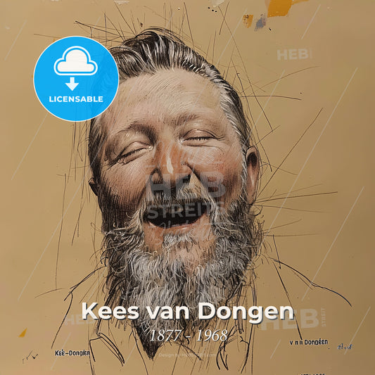 Kees van Dongen, 1877 - 1968, Dutch-French painter - A Man With A Beard Laughing Print Template