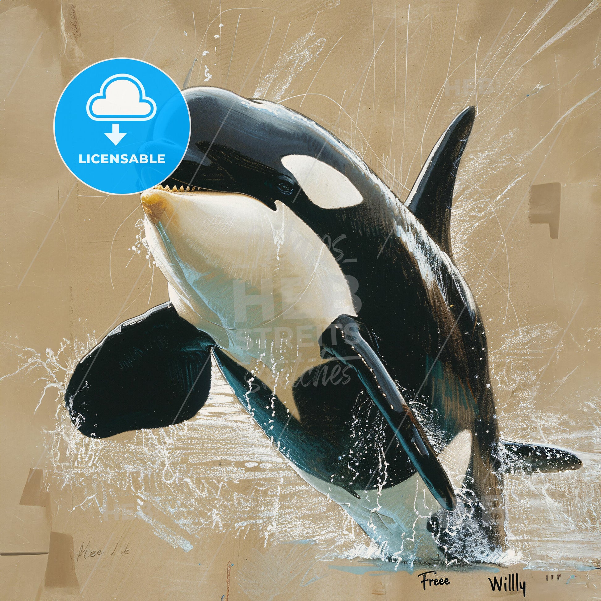 Keiko, 1976 - 2003, Orca - A Whale Jumping Out Of Water – HEBSTREITS, image size:1946x1946