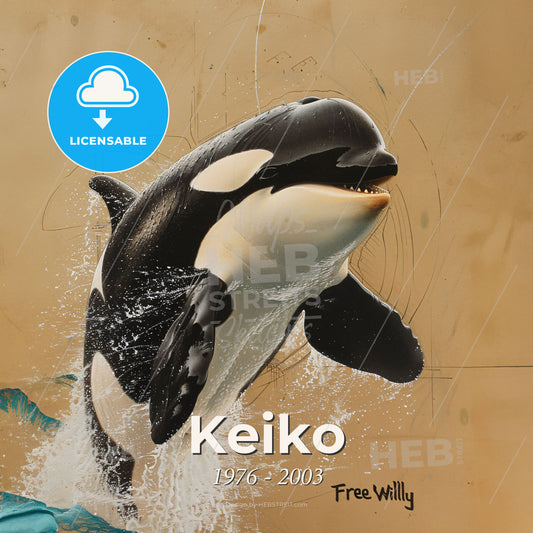 Keiko, 1976 - 2003, Orca - A Whale Jumping Out Of Water Print Template
