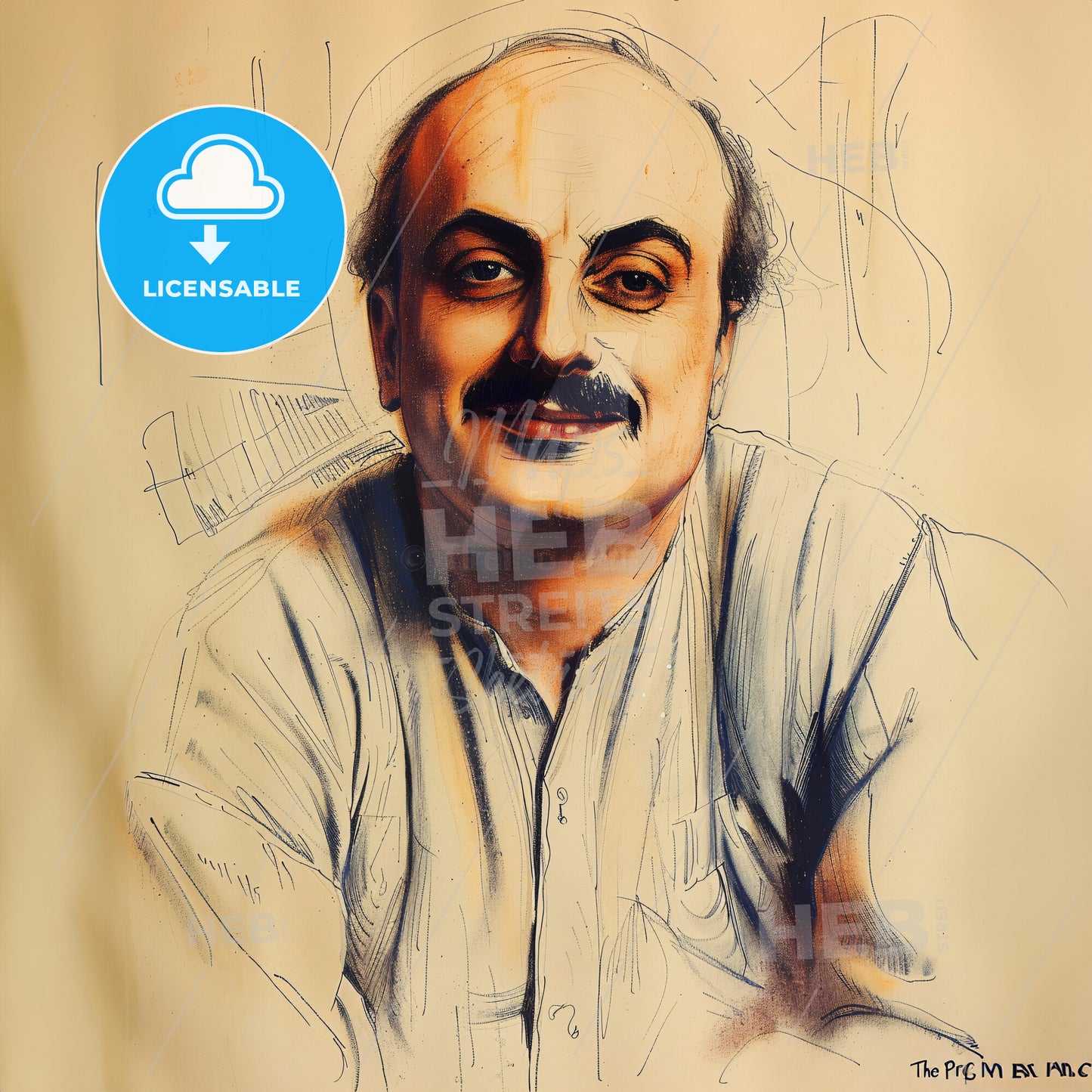 Khalil Gibran, 1883 - 1931, Lebanese-American writer and poet - A Drawing Of A Man