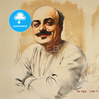 Khalil Gibran, 1883 - 1931, Lebanese-American writer and poet - A Man With A Mustache