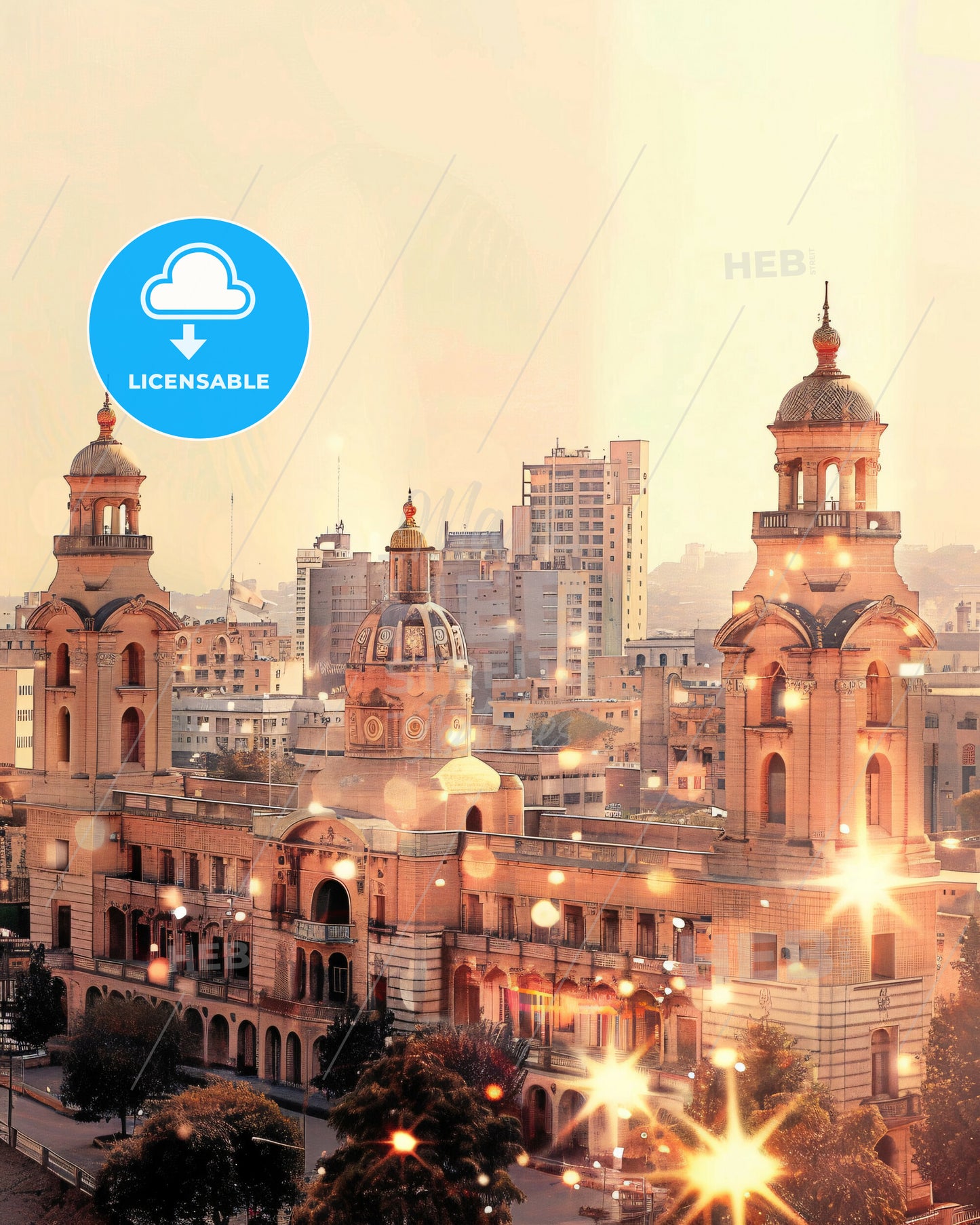 Khartoum City Skyline Composite Artwork - A large building with towers and lights