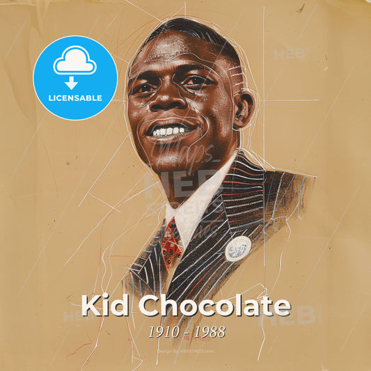 Kid Chocolate, 1910 - 1988, Cuban featherweight and lightweight boxer - A Drawing Of A Man Print Template