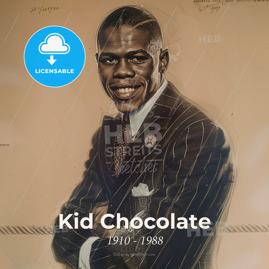 Kid Chocolate, 1910 - 1988, Cuban featherweight and lightweight boxer - A Man In A Suit Print Template