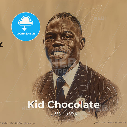 Kid Chocolate, 1910 - 1988, Cuban featherweight and lightweight boxer - A Man In A Suit And Tie Print Template