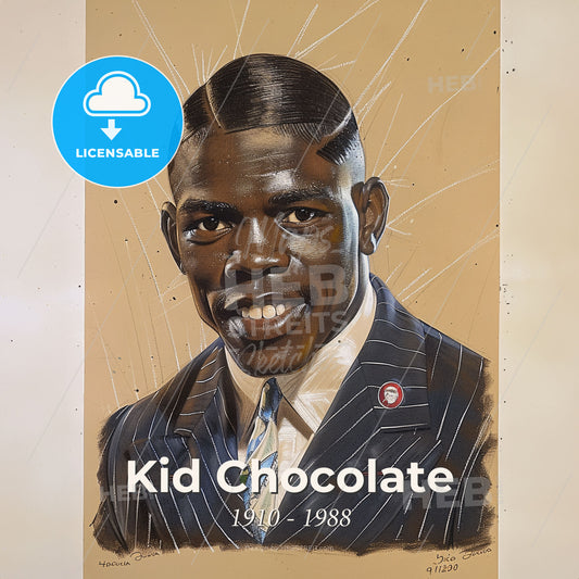 Kid Chocolate, 1910 - 1988, Cuban featherweight and lightweight boxer - A Portrait Of A Man Print Template