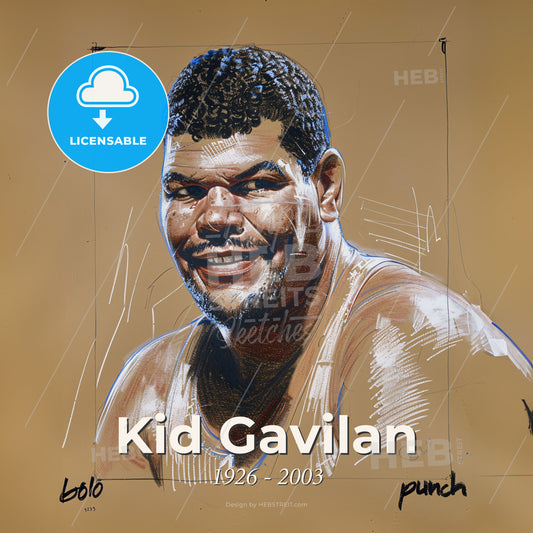 Kid Gavilan, 1926 - 2003, Cuban welterweight boxer - A Drawing Of A Man Print Template