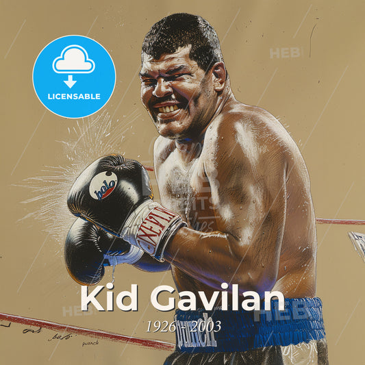 Kid Gavilan, 1926 - 2003, Cuban welterweight boxer - A Man Wearing Boxing Gloves Print Template