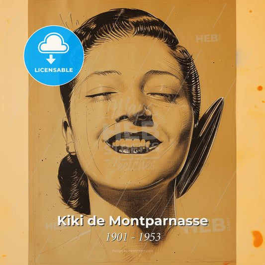 Kiki de Montparnasse, 1901 - 1953, French artist's model and singer - A Woman With Her Eyes Closed Print Template