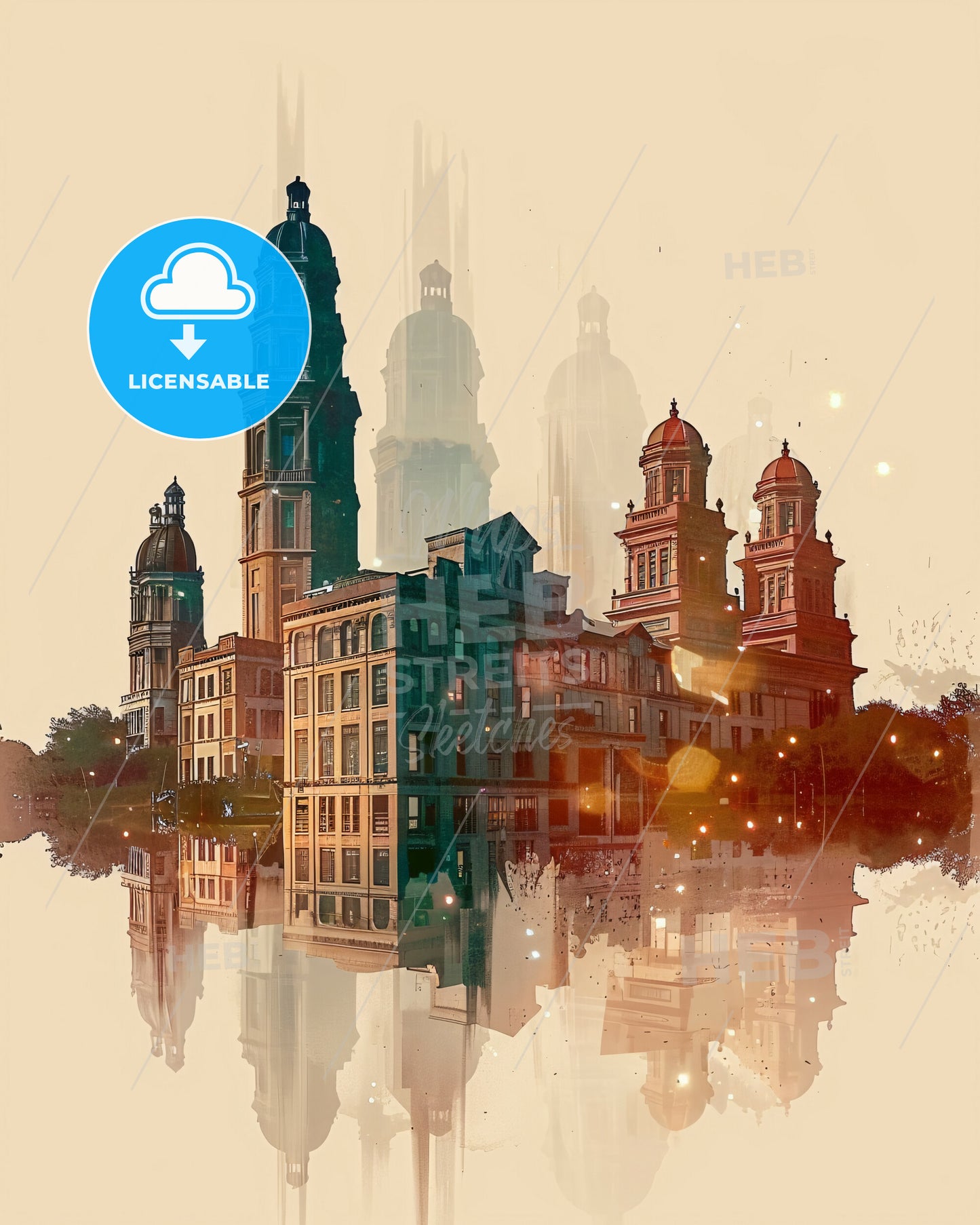 Killeen Texas Cityscape Double Exposure Poster - A city with many towers