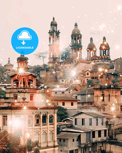 Kisangani Congo Skyline Sparkles Night Art - A city with many buildings and lights