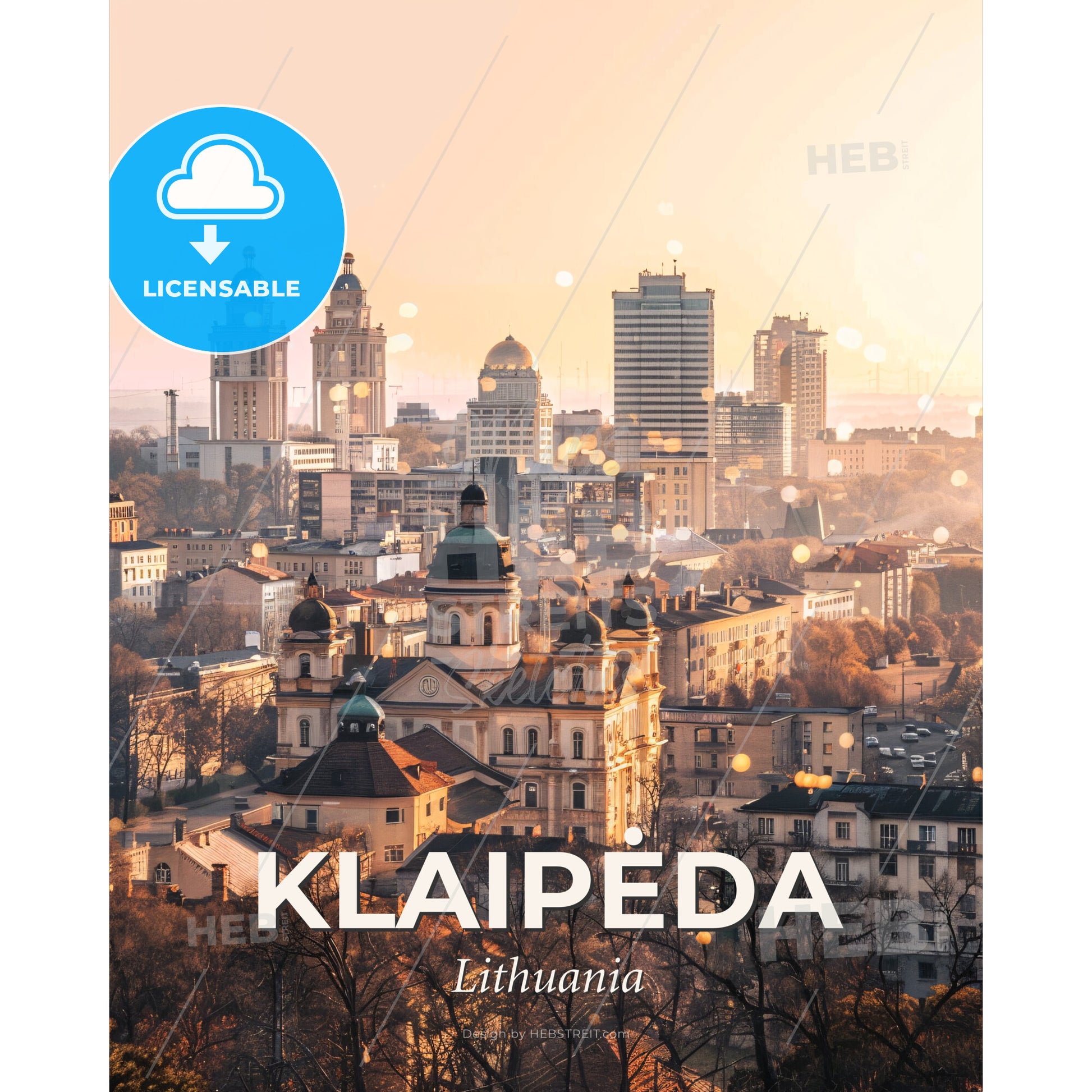 Klaipeda City Lightscapes Poster Art - A city with many buildings - Square format print template