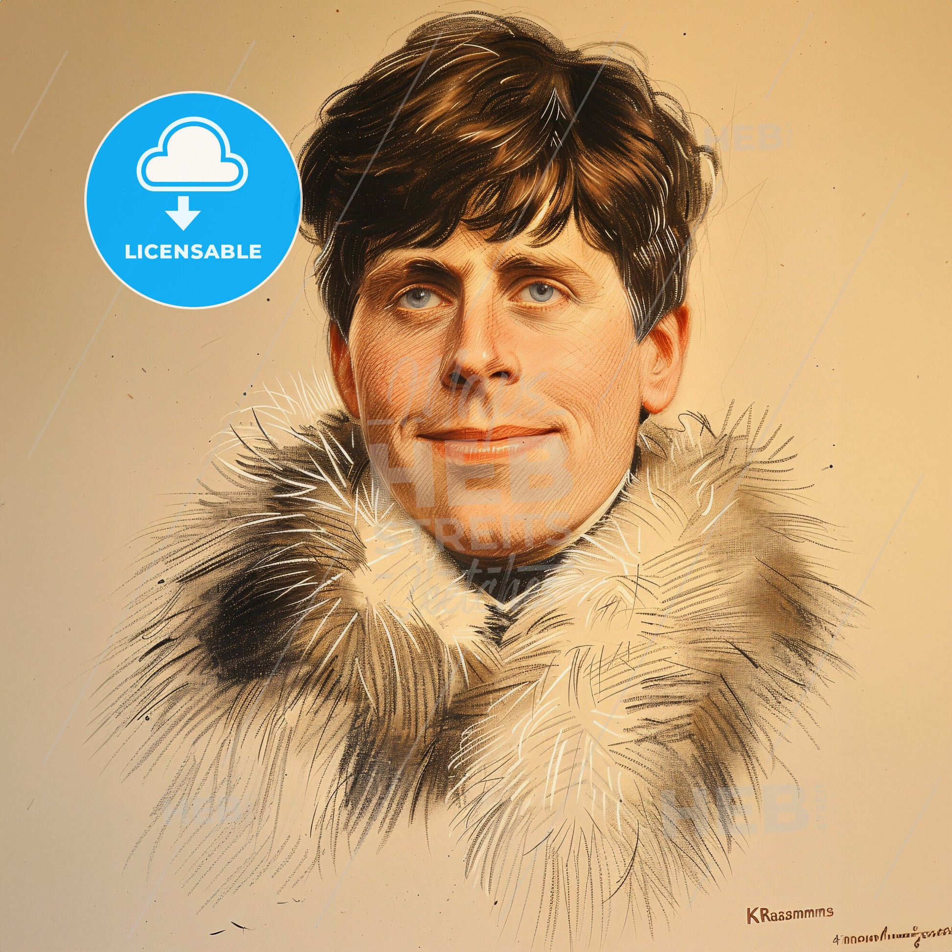 Knud Rasmussen, 1879 - 1933, Greenlandic-Danish explorer - A Man With Brown Hair Wearing A Fur Coat