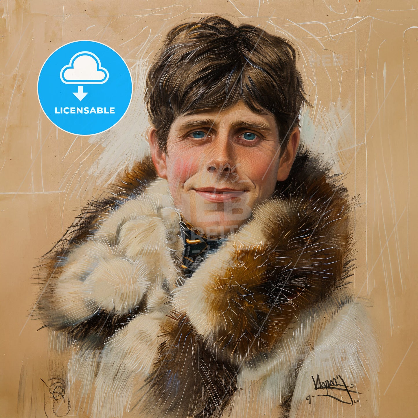 Knud Rasmussen, 1879 - 1933, Greenlandic-Danish explorer - A Painting Of A Man In A Fur Coat