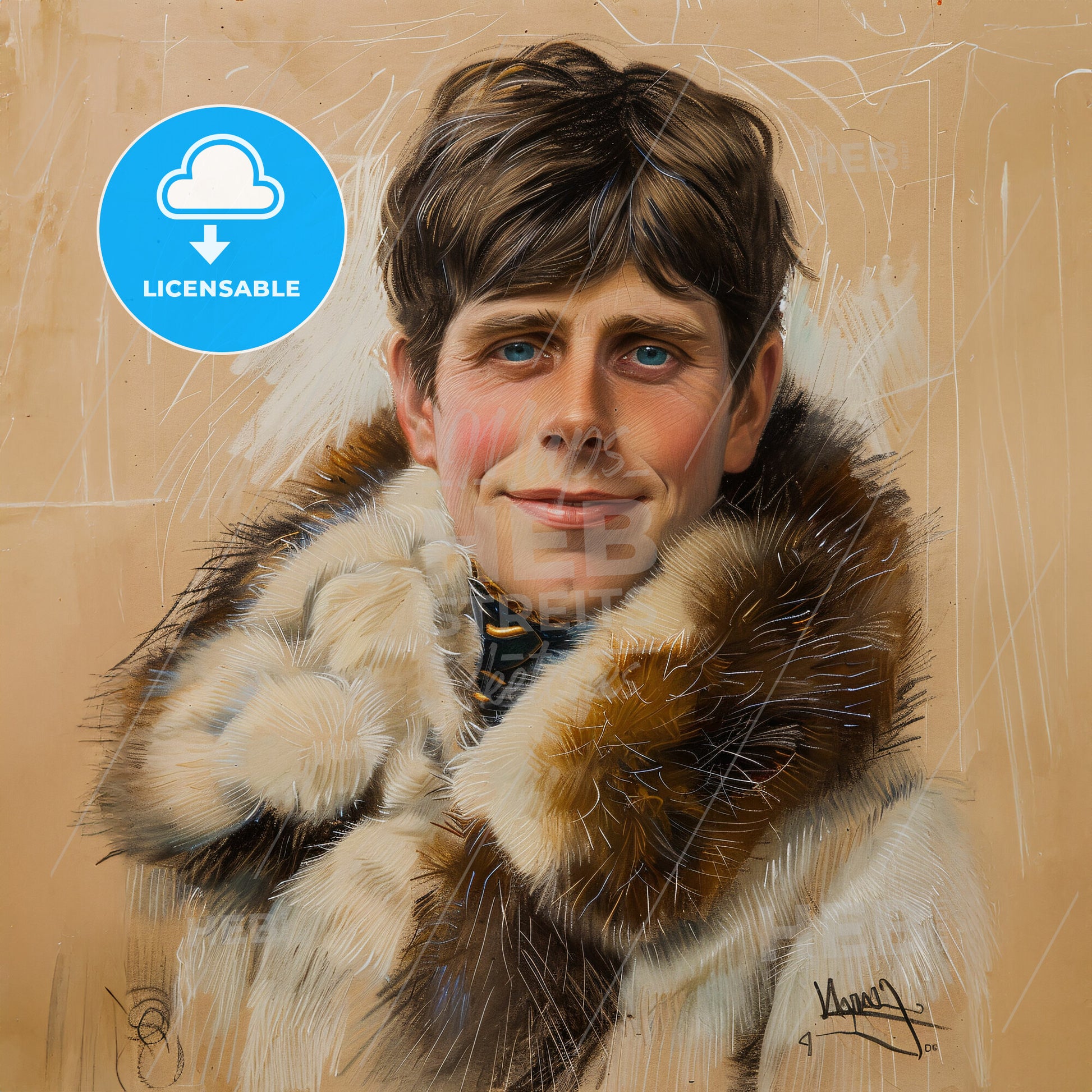 Knud Rasmussen, 1879 - 1933, Greenlandic-Danish explorer - A Painting Of A Man In A Fur Coat