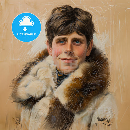 Knud Rasmussen, 1879 - 1933, Greenlandic-Danish explorer - A Painting Of A Man In A Fur Coat