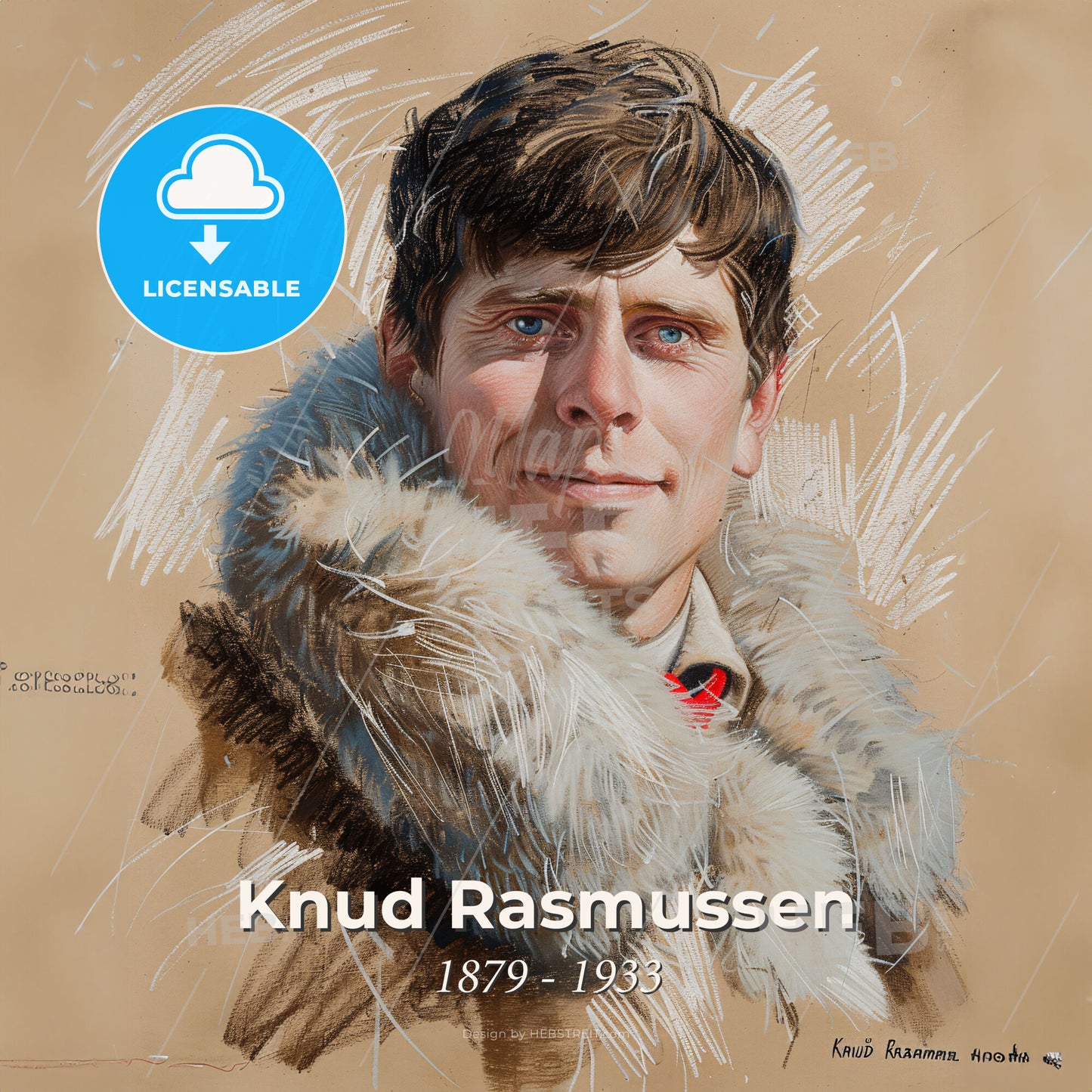 Knud Rasmussen, 1879 - 1933, Greenlandic-Danish explorer - A Man In A Fur Coat Print Template
