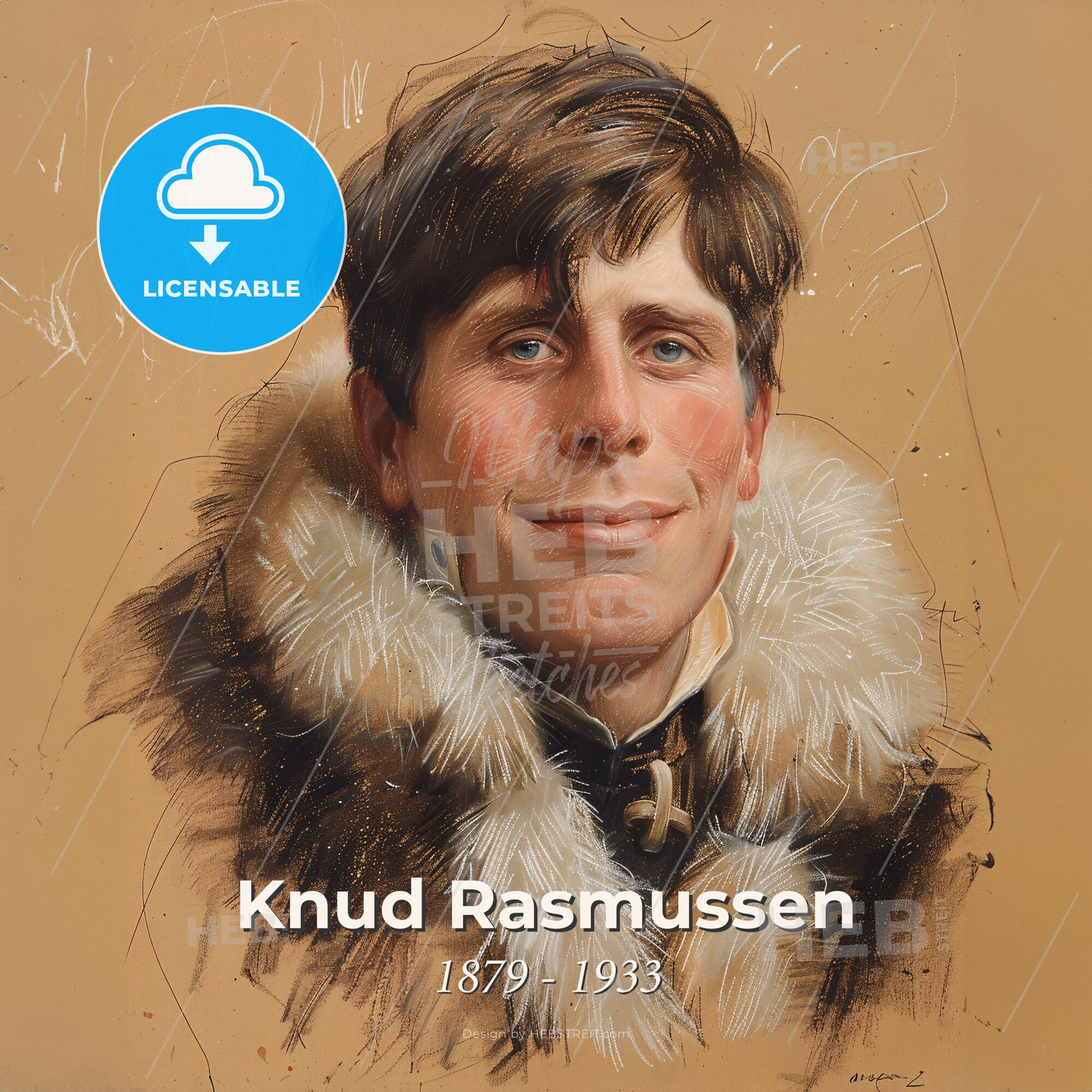 Knud Rasmussen, 1879 - 1933, Greenlandic-Danish explorer - A Man In A Fur Coat Print Template