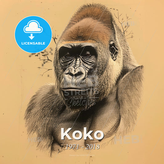 Koko, 1971 - 2018, Western Lowland Gorilla - A Drawing Of A Gorilla Print Template