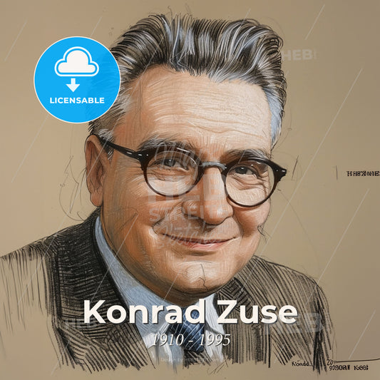 Konrad Zuse, 1910 - 1995, German engineer and computer pioneer - A Man Wearing Glasses And A Suit Print Template