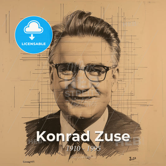 Konrad Zuse, 1910 - 1995, German engineer and computer pioneer - A Man Wearing Glasses And A Suit Print Template