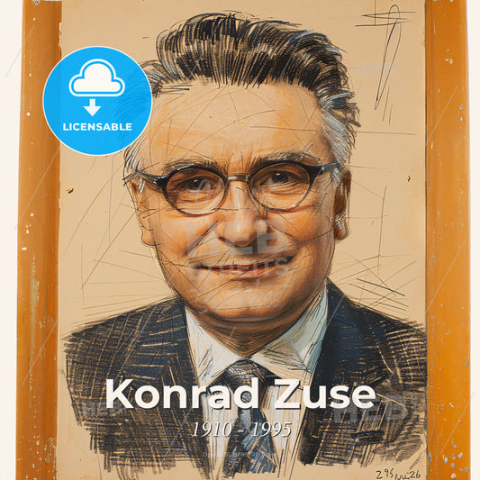 Konrad Zuse, 1910 - 1995, German engineer and computer pioneer - A Man In A Suit And Tie Print Template