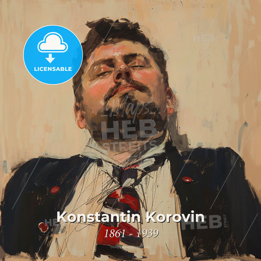 Konstantin Korovin, 1861 - 1939, Russian painter - A Painting Of A Man With His Eyes Closed Print Template