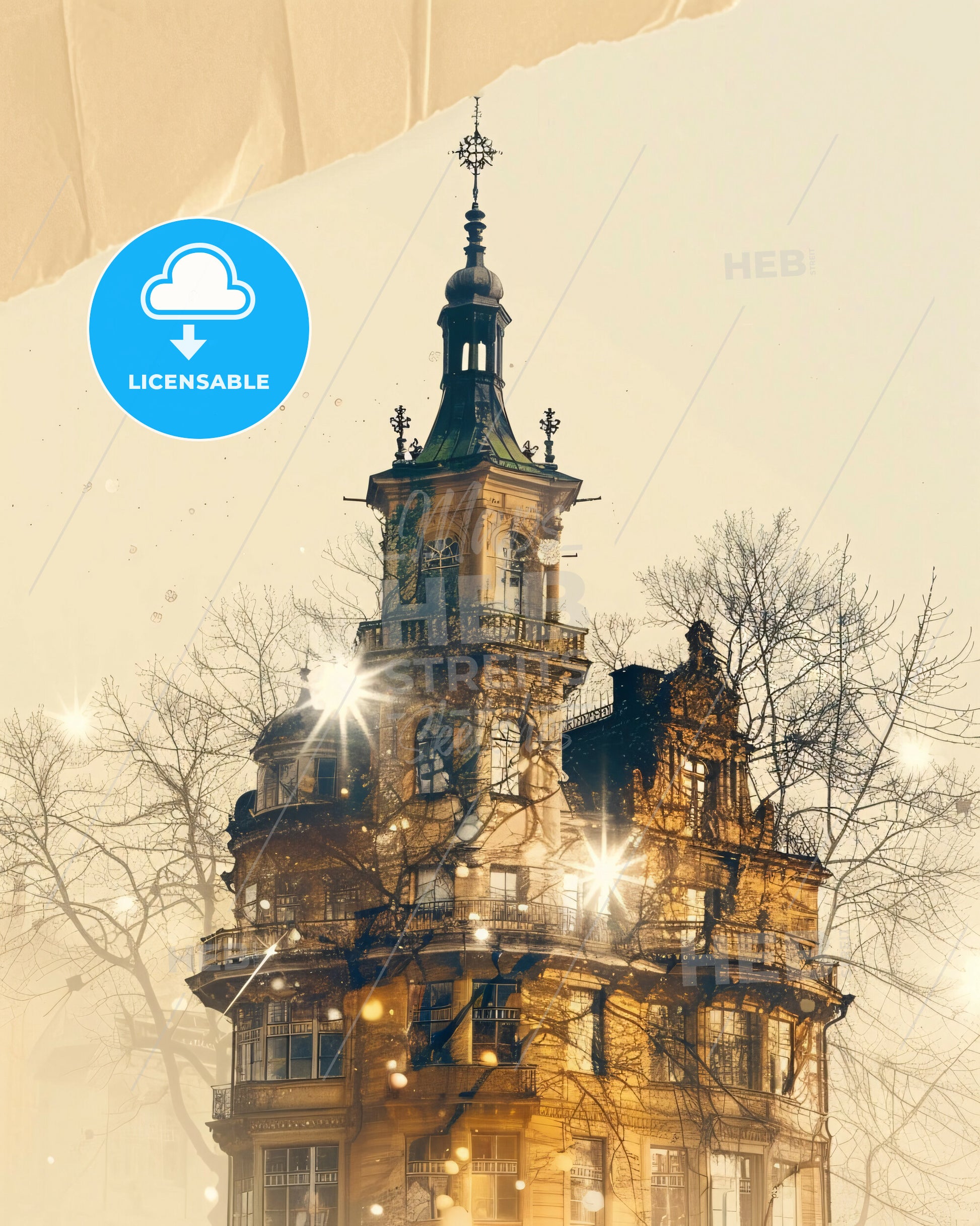 Kristianstad Cityscape Composite Artwork Poster - A building with a cross on top